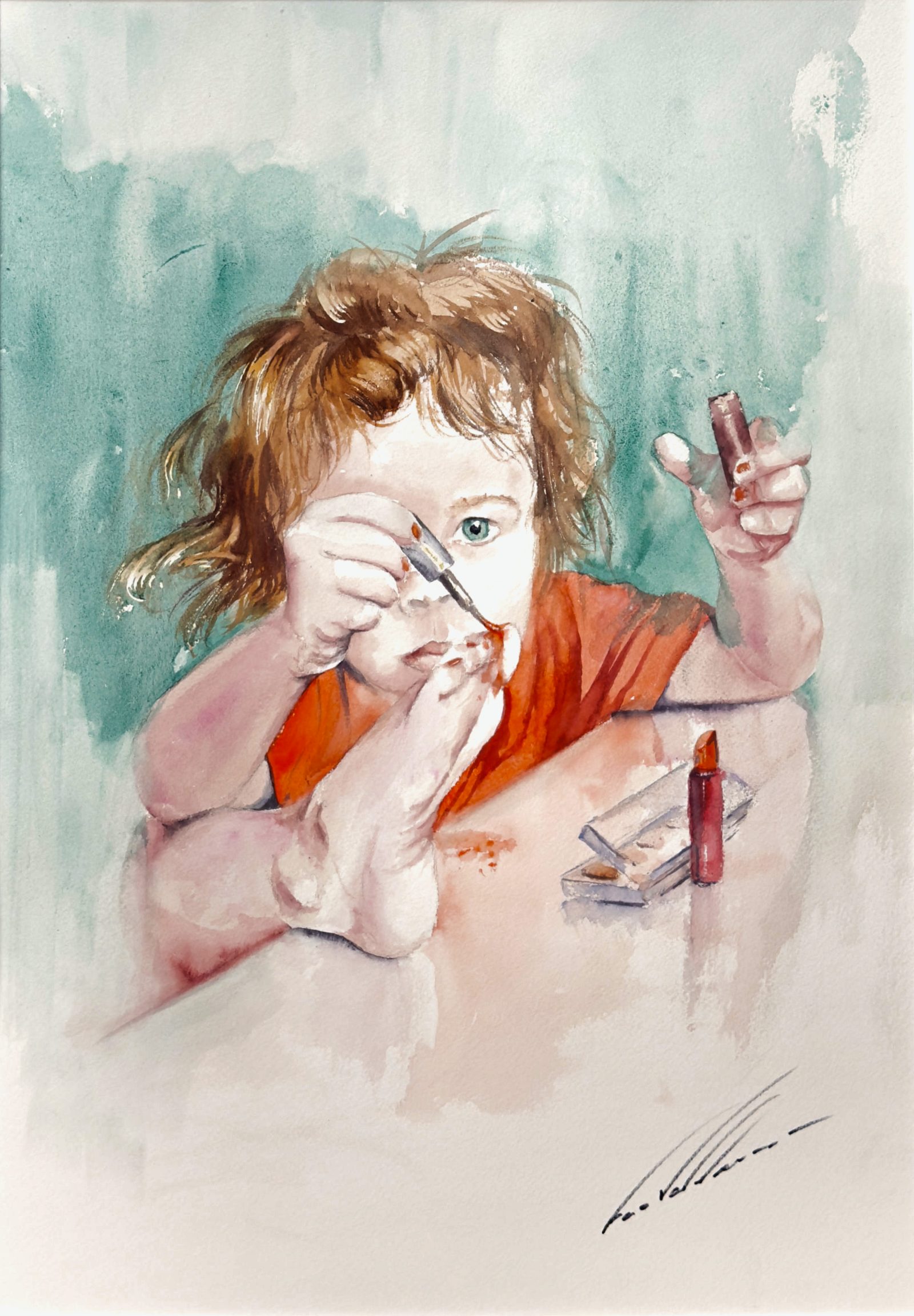 Niña pintando uñas